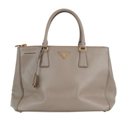 Saffiano Double Zip Tote, Leather, Grey, MII, S/DB, 2*